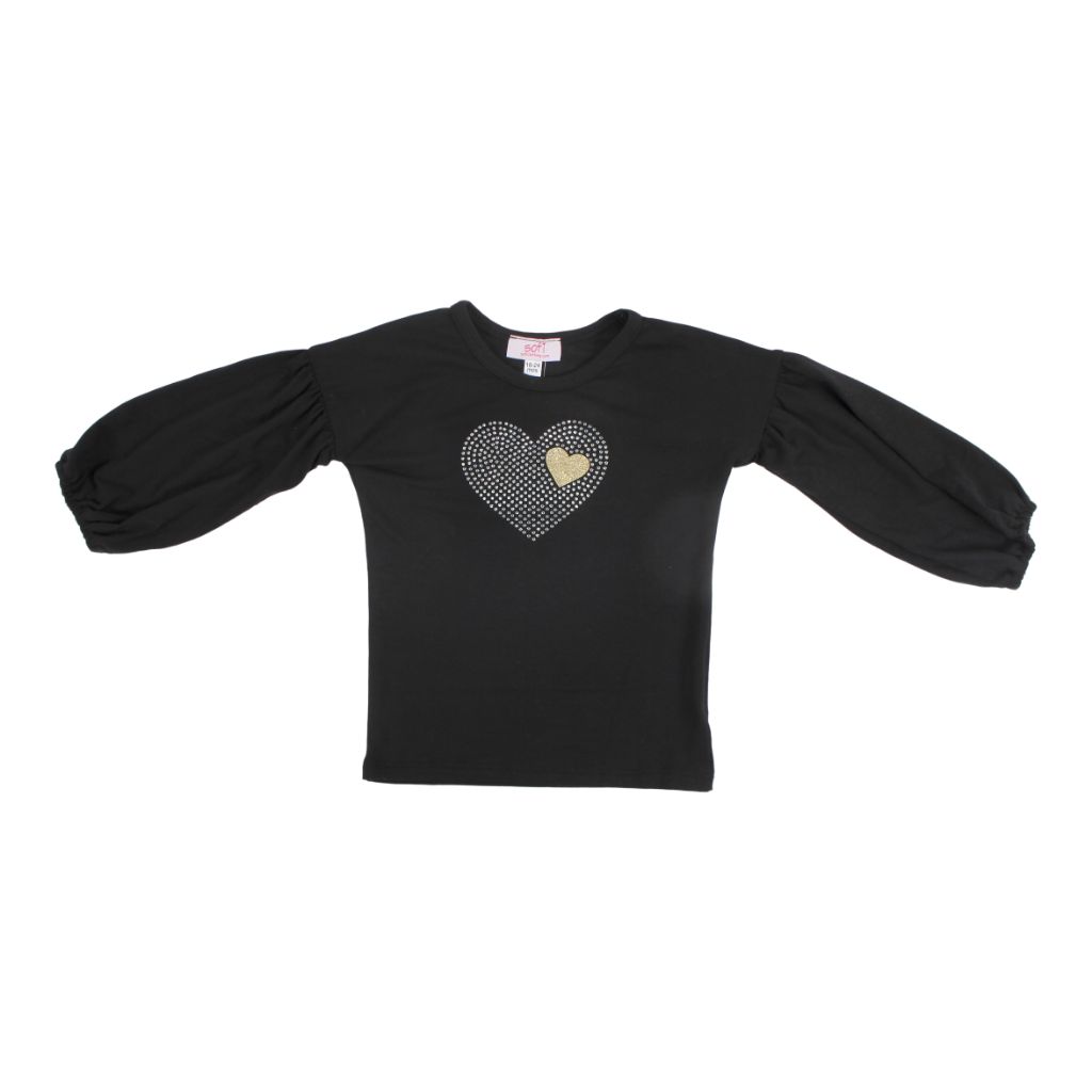 Black Top with Silver & Gold Heart - Denny's