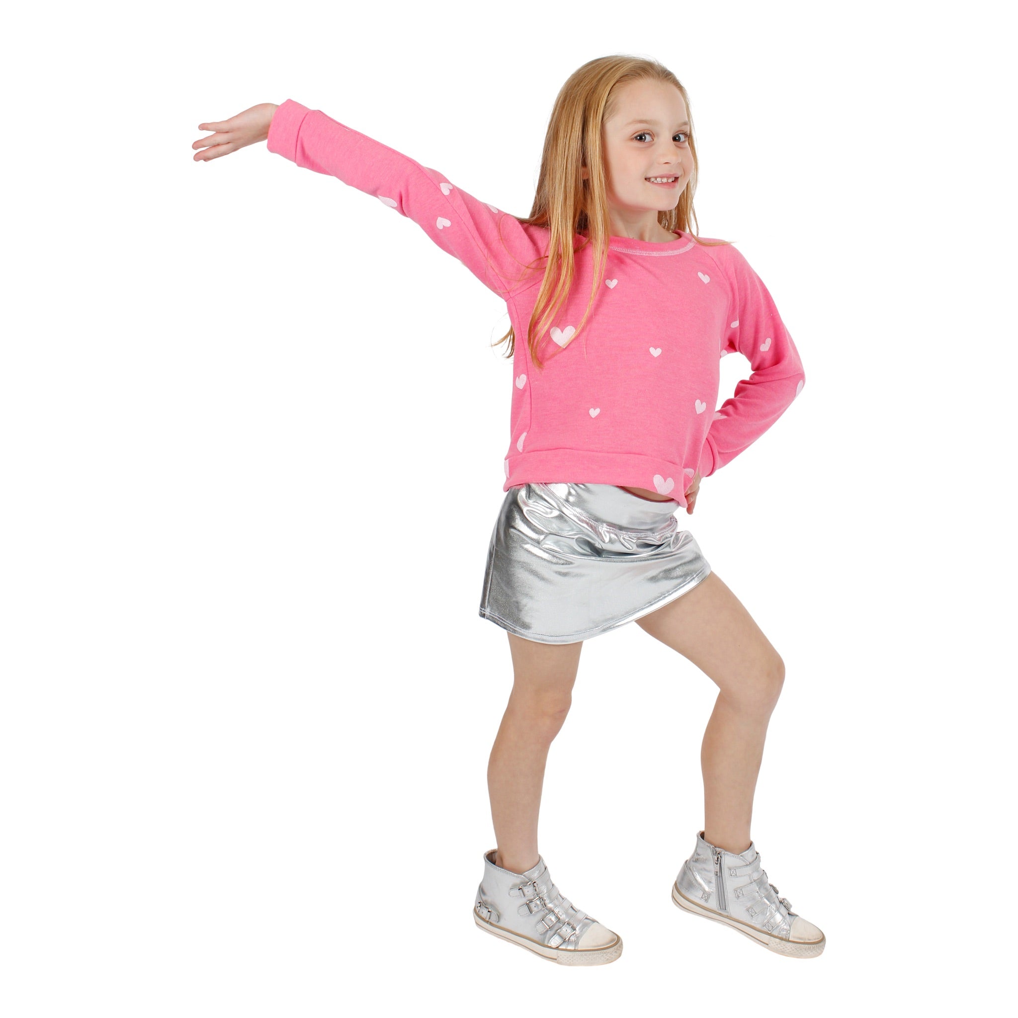 Long Sleeve Sweatshirt with White Hearts - Denny's