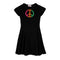 Short Sleeve Pleated Dress w Peace Neon Solid - Denny's