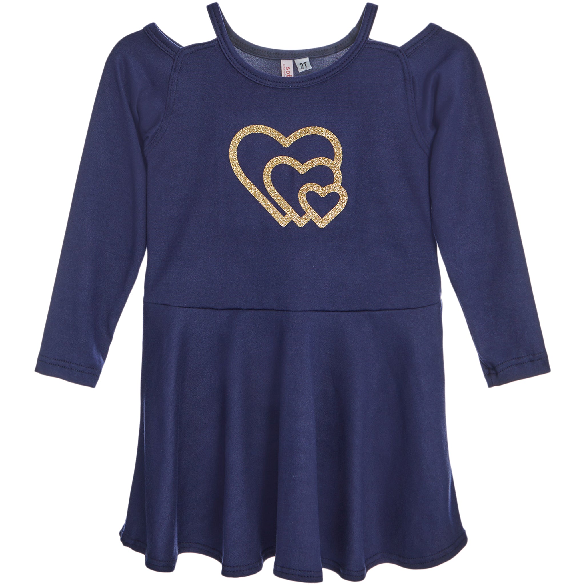 Gold Hearts Cut Shoulder Dress - Denny's