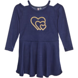 Gold Hearts Cut Shoulder Dress - Denny's
