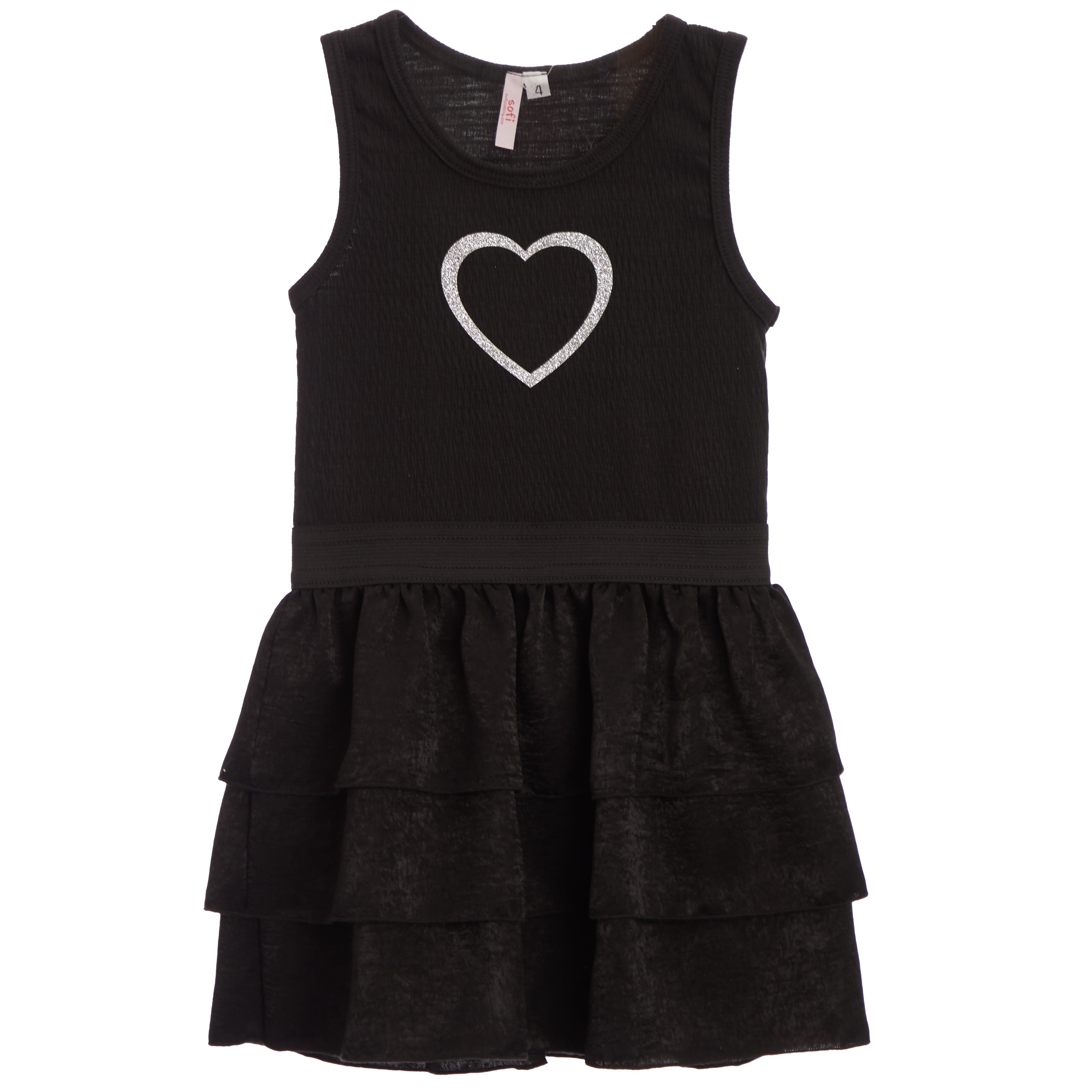 Glitter Heart Ruffle Dress - Denny's