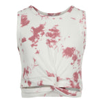 White & Pink Ribbed Twist Tank Top - Denny's