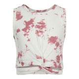 White & Pink Ribbed Twist Tank Top - Denny's