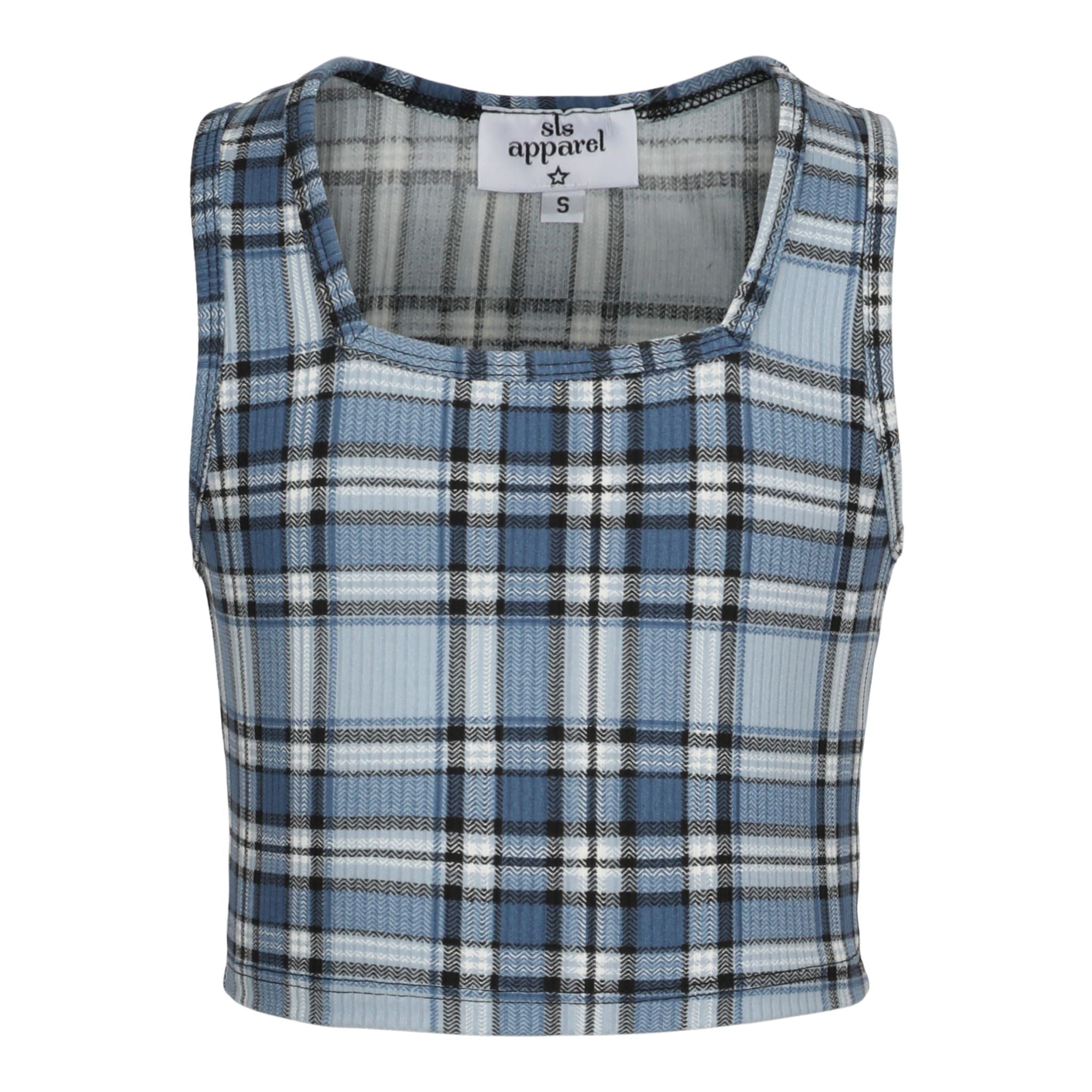Plaid Square Neck Tank Top - Denny's