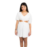 Short Sleeve Cut Out Tie Mini Dress - Denny's
