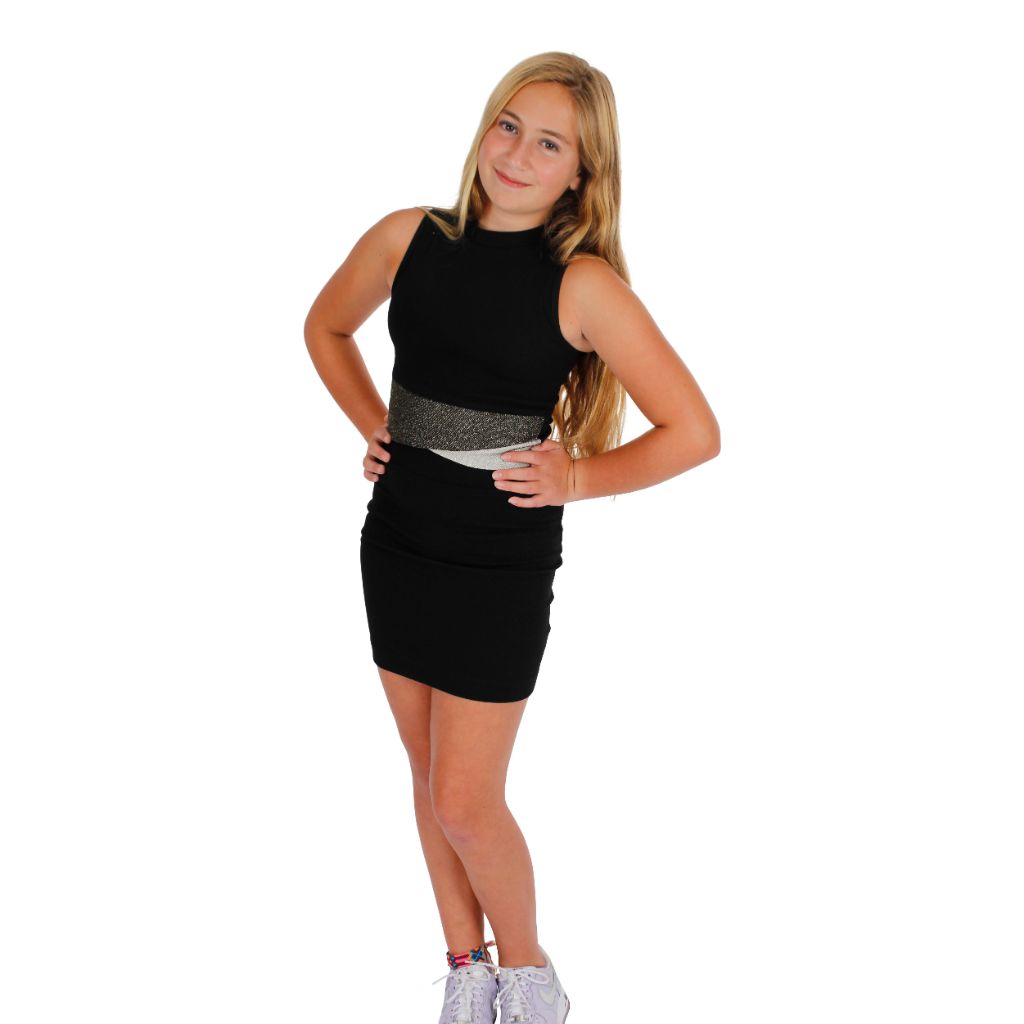Nina Metallic Tank & Solid Black Skirt Set - Denny's