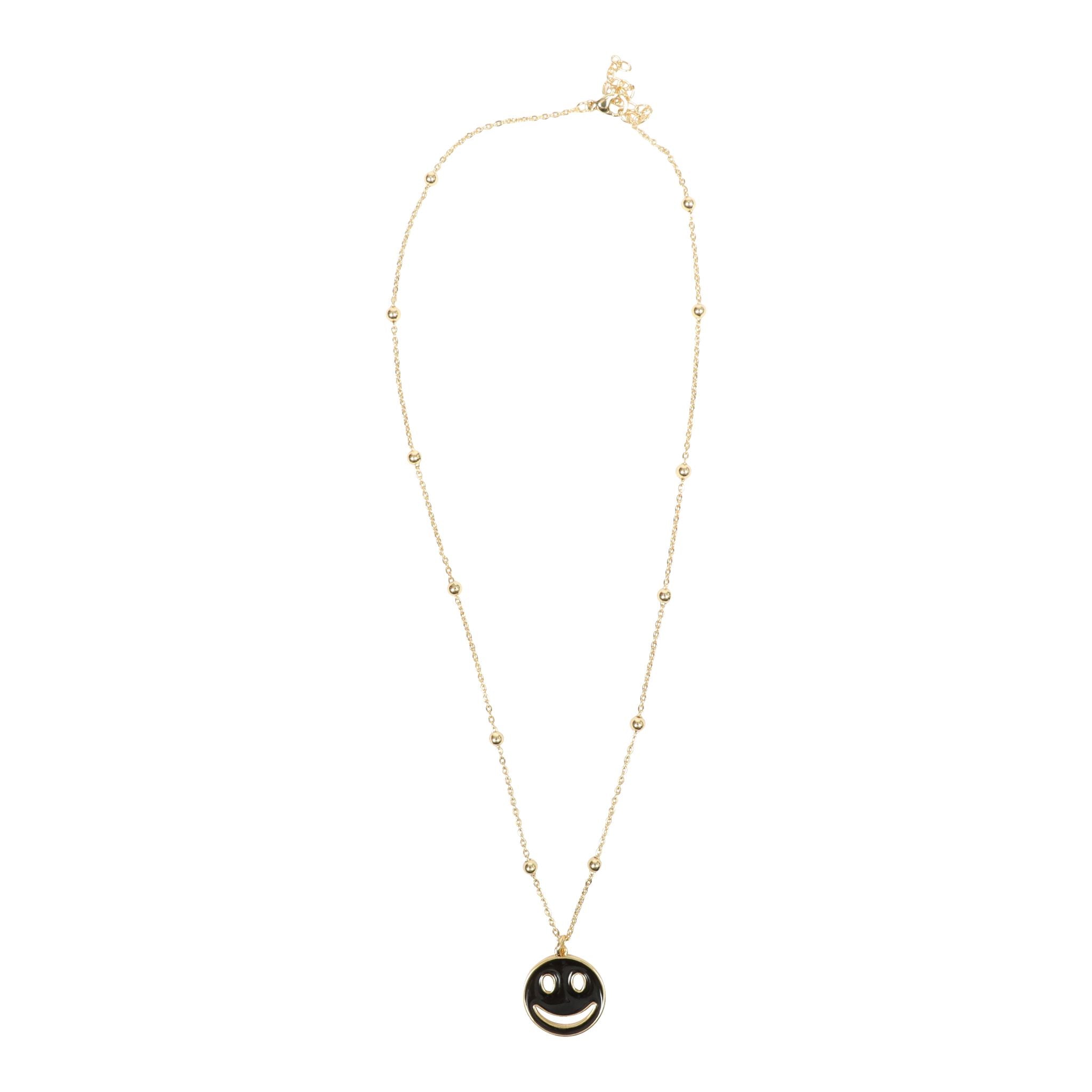 Enamel Smiley Face Pendant Necklace - Denny's