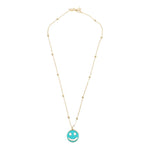 Enamel Smiley Face Pendant Necklace - Denny's