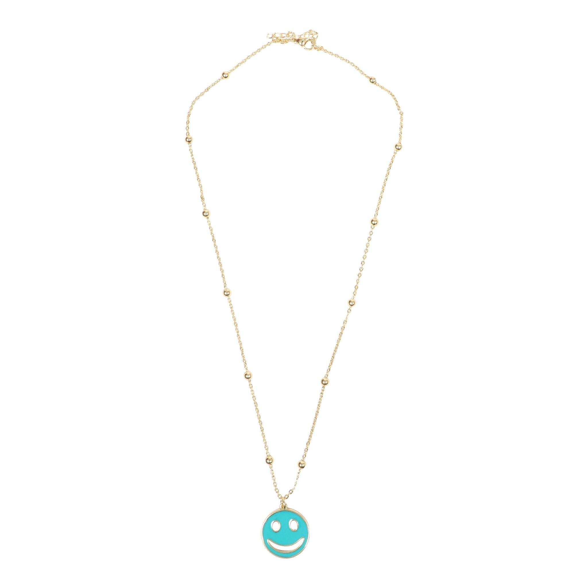Enamel Smiley Face Pendant Necklace - Denny's