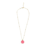 Enamel Smiley Face Pendant Necklace - Denny's