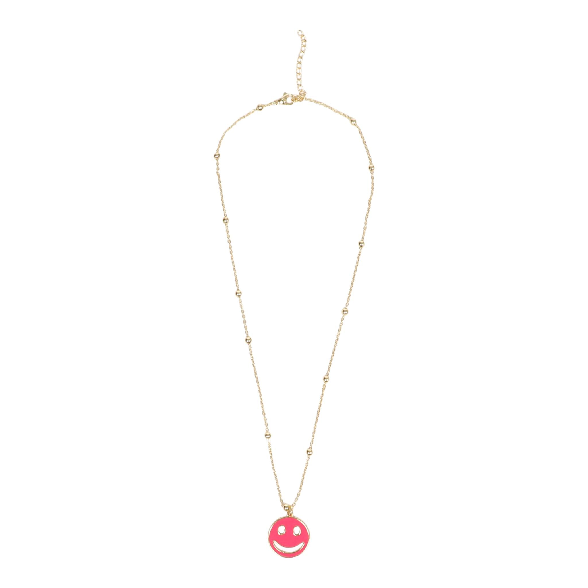 Enamel Smiley Face Pendant Necklace - Denny's