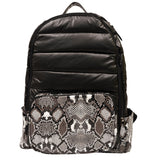Black Puffer Backpack with Black & White Snake - Denny's