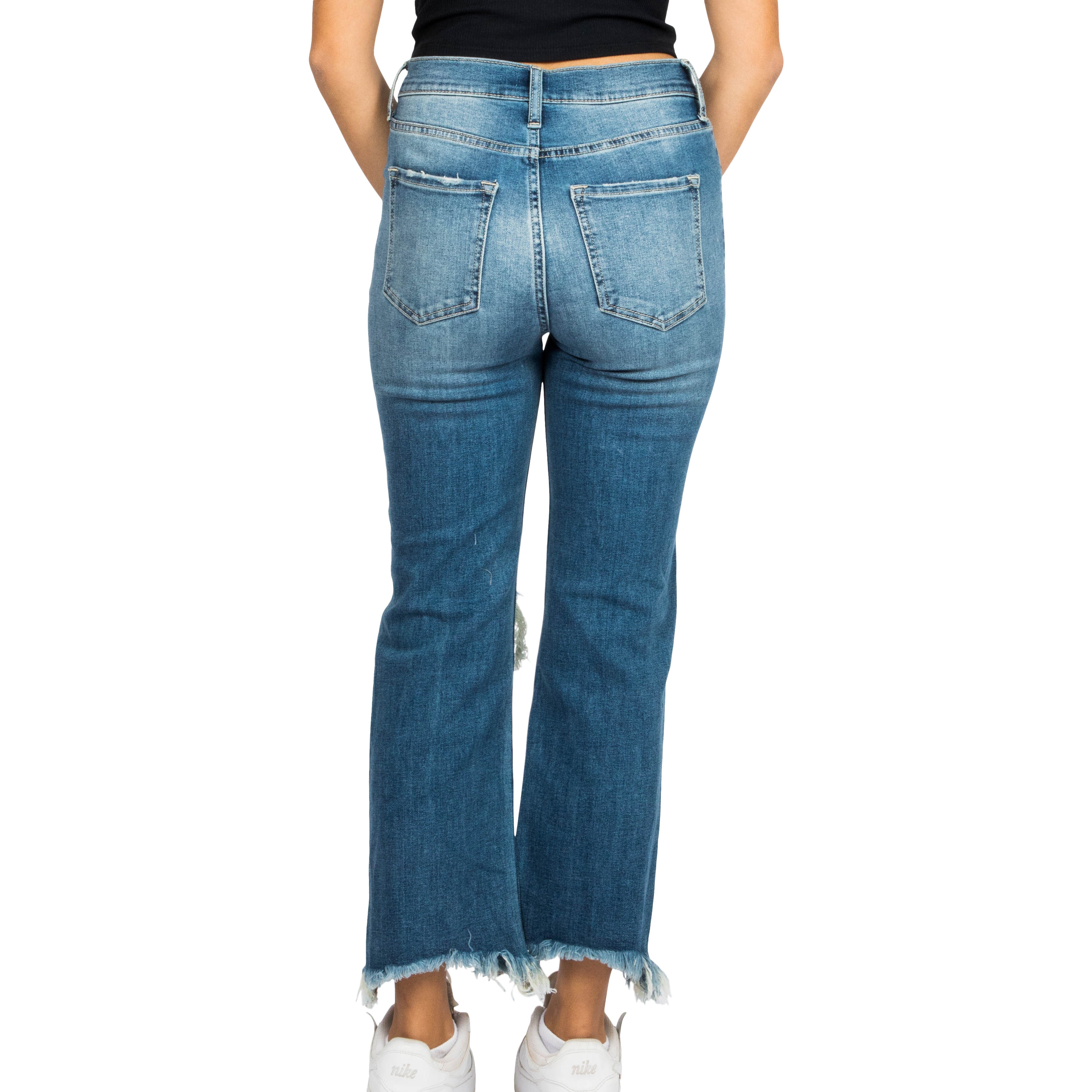 HR Distressed Crop Straight Leg Jean - Denny's