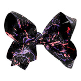 Hot Pink Purple Splatter Black Large Bow - Denny's