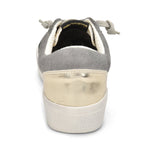Low Top Platform Sneaker with Siver & Gold Snake Skin Print - Denny's