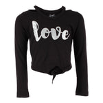 Long Sleeve Cold Shoulder Tie Front with Silver Love - Denny's