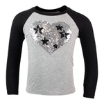 Long Sleeve Raglan Top with Black Sleeves and heart - Denny's