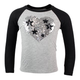 Long Sleeve Raglan Top with Black Sleeves and heart - Denny's