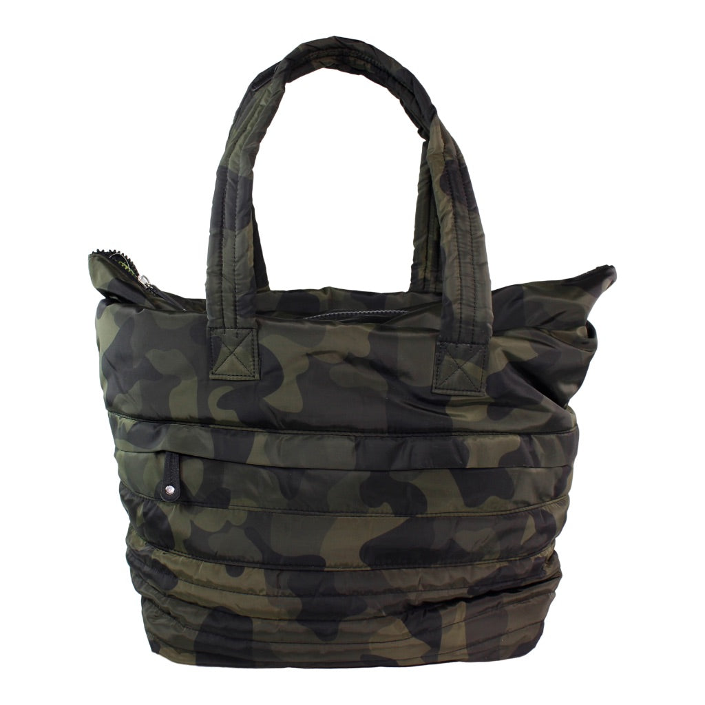 Green Camo Puffer Tote - Denny's