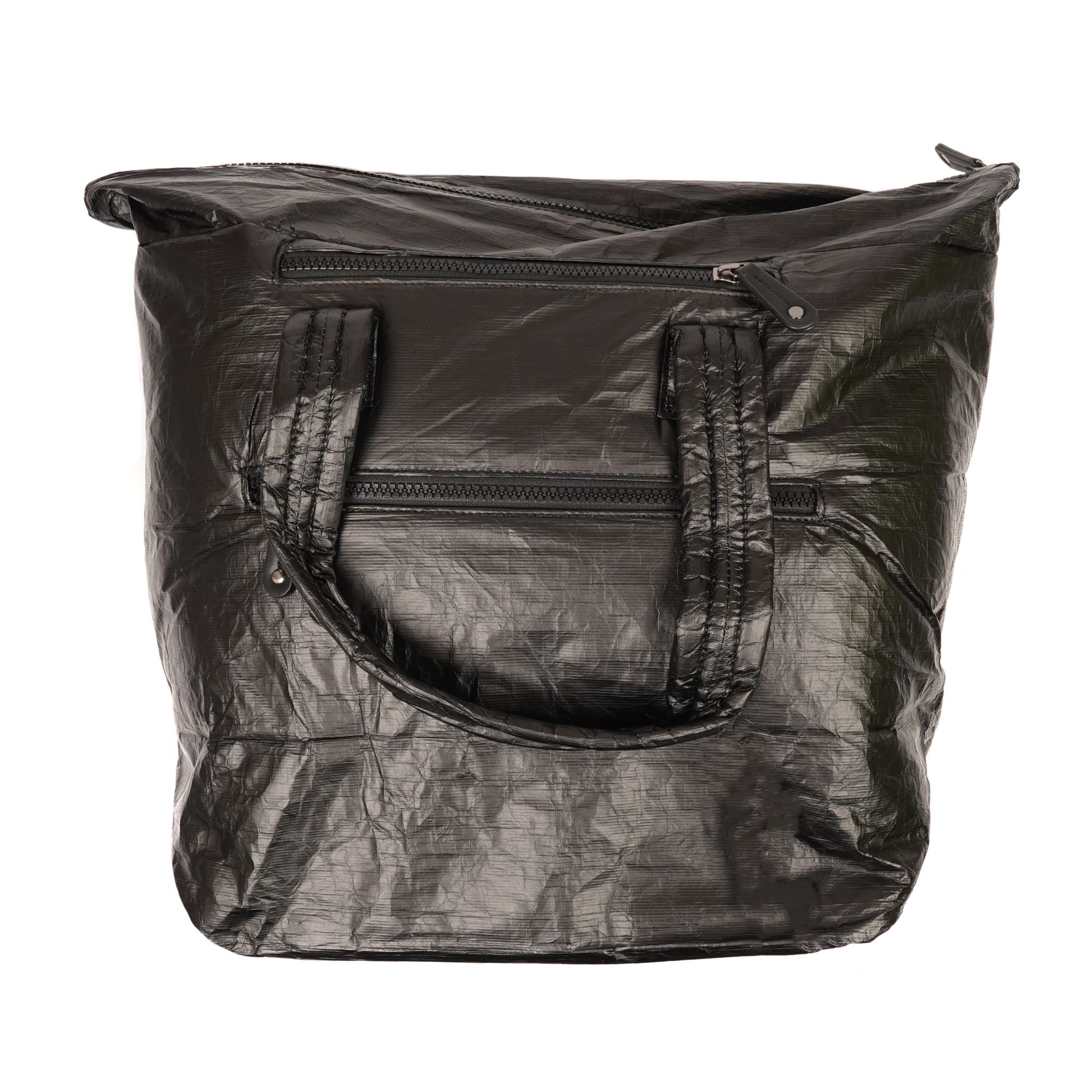 Large Puffer Tote with Crinkled Nylon Metallic Stripe - Denny's