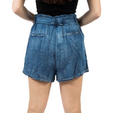 High Waist Chambray Belted Short - Denny's