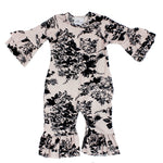 Cream and Black Floral Romper - Denny's