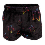 Black Fuzzy Short with Neon Stars - Denny's