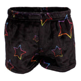 Black Fuzzy Short with Neon Stars - Denny's