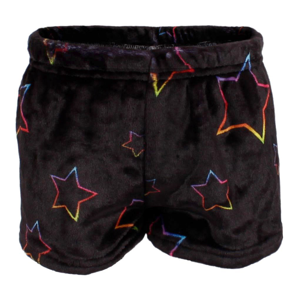 Black Fuzzy Short with Neon Stars - Denny's