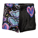 Pink Blue & Black Swiggle Heart Fuzzy Short - Denny's