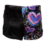 Pink Blue & Black Swiggle Heart Fuzzy Short - Denny's