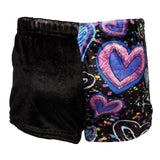 Pink Blue & Black Swiggle Heart Fuzzy Short - Denny's