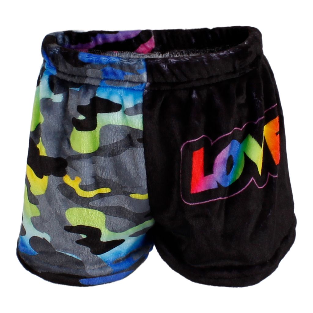 Neon Camo Fuzzy Short with Love - Denny's
