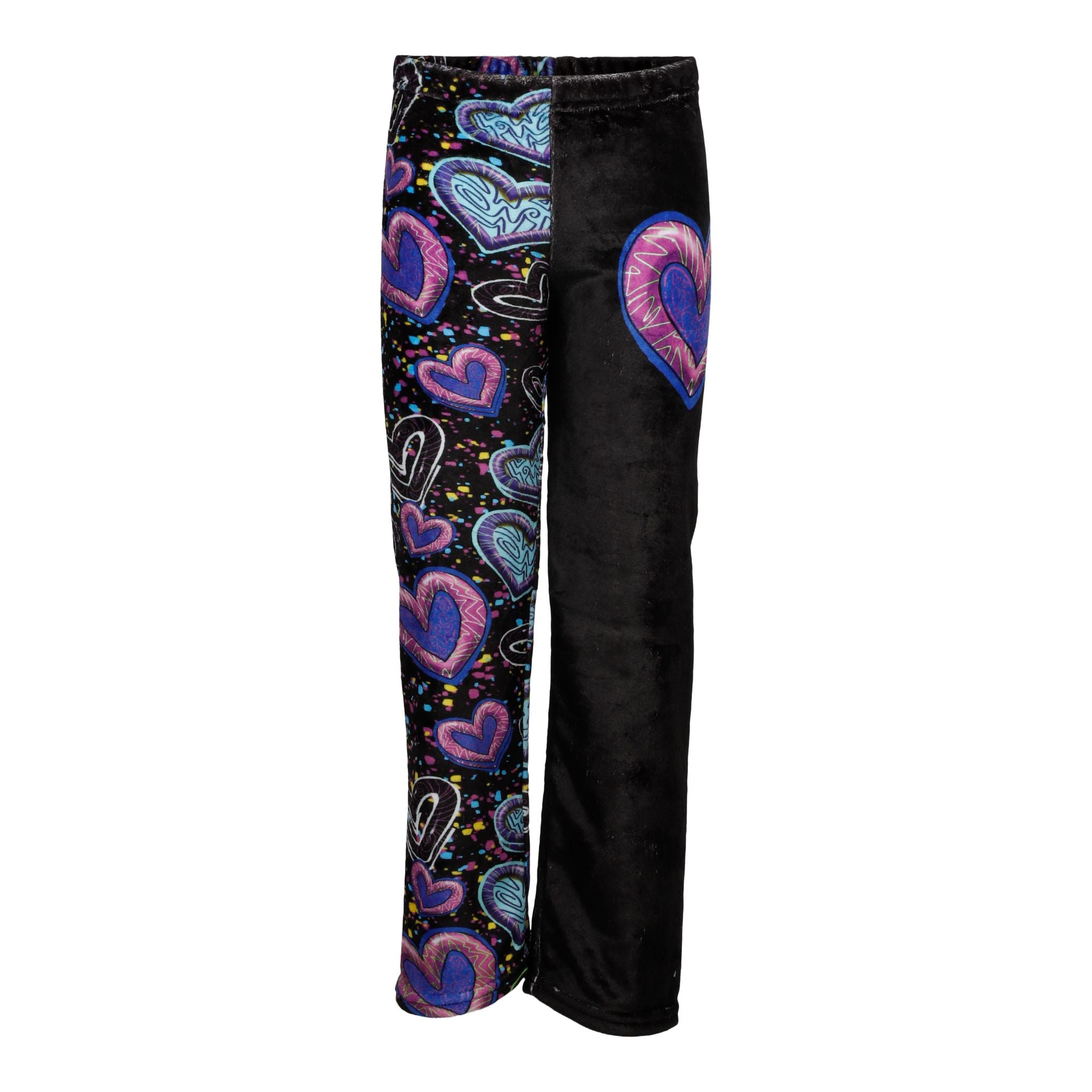 Pink Blue & Black Swiggle Heart Fuzzy Pant - Denny's