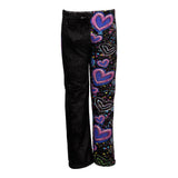 Pink Blue & Black Swiggle Heart Fuzzy Pant - Denny's