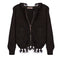 Distressed Hooded Zip Front Sweater - Denny's
