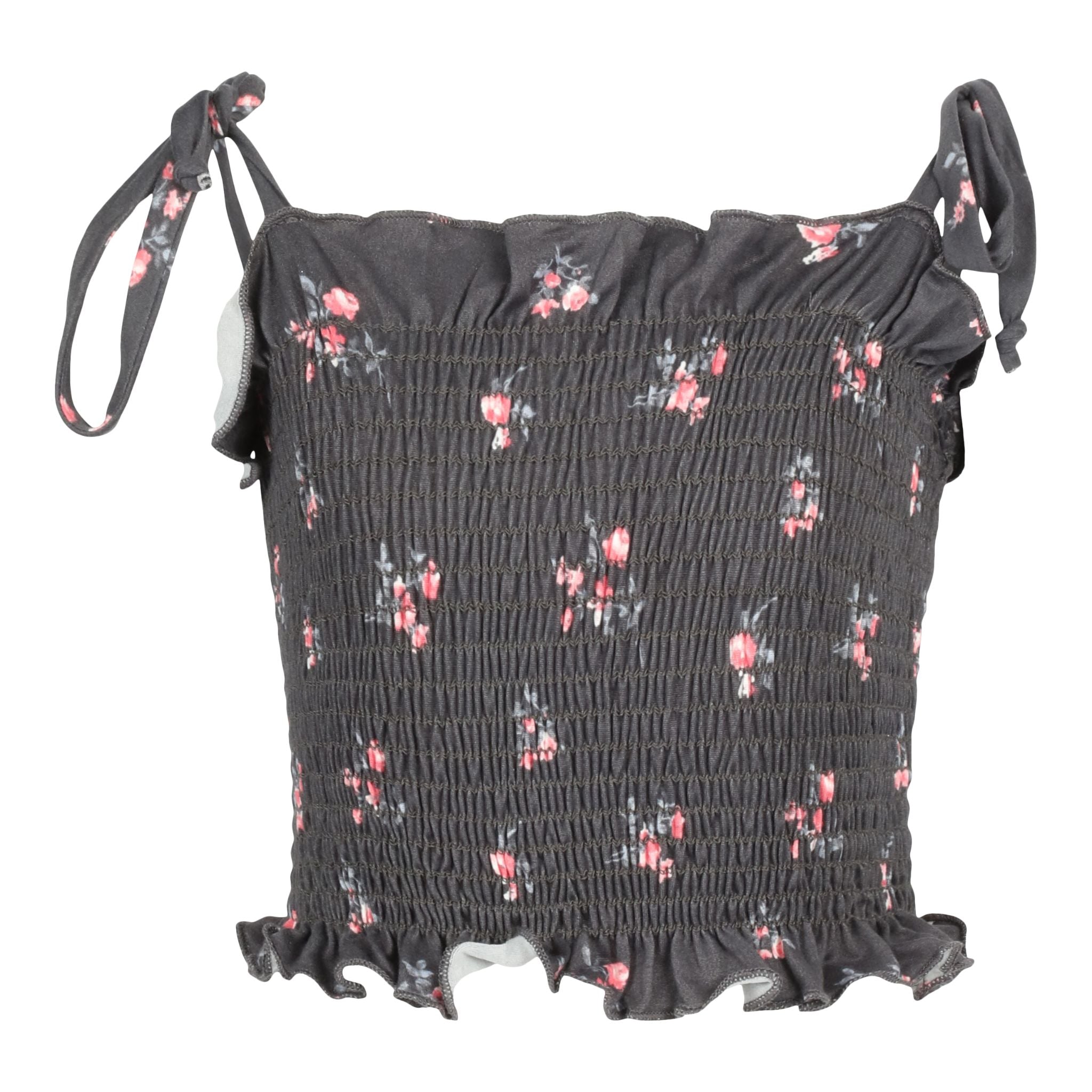 Floral Tie Strap Crop Smocked Top - Denny's