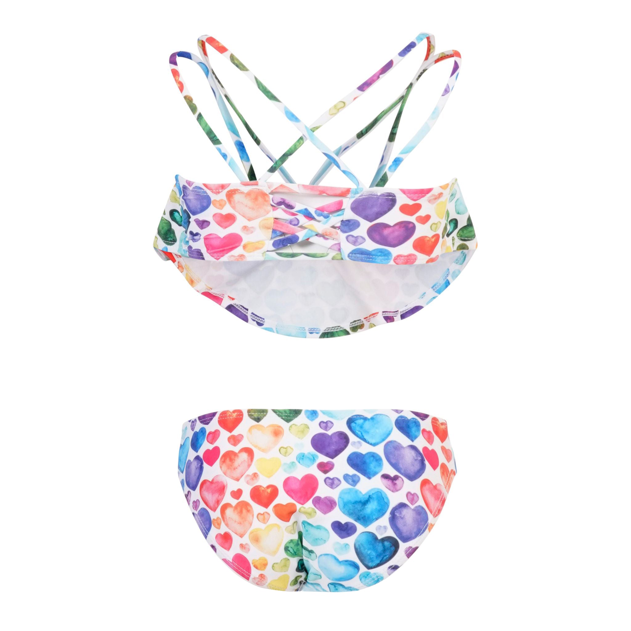Hazel 2pc Rainbow Hearts Flounce Bikini - Denny's