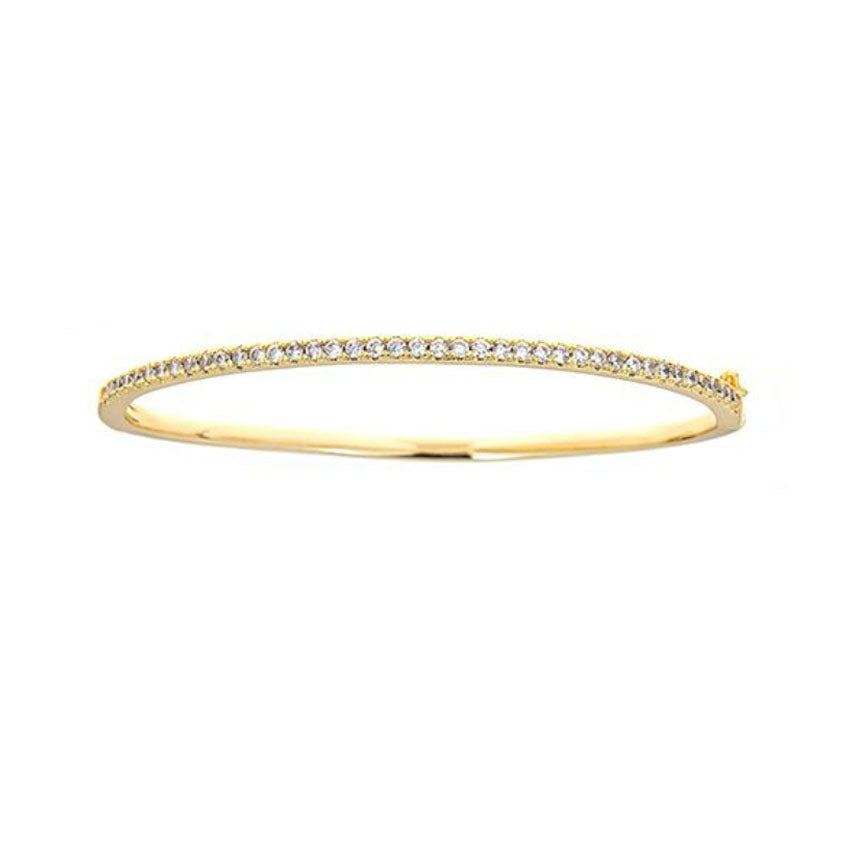 Bangle Bracelet w Half Round Stones - Denny's
