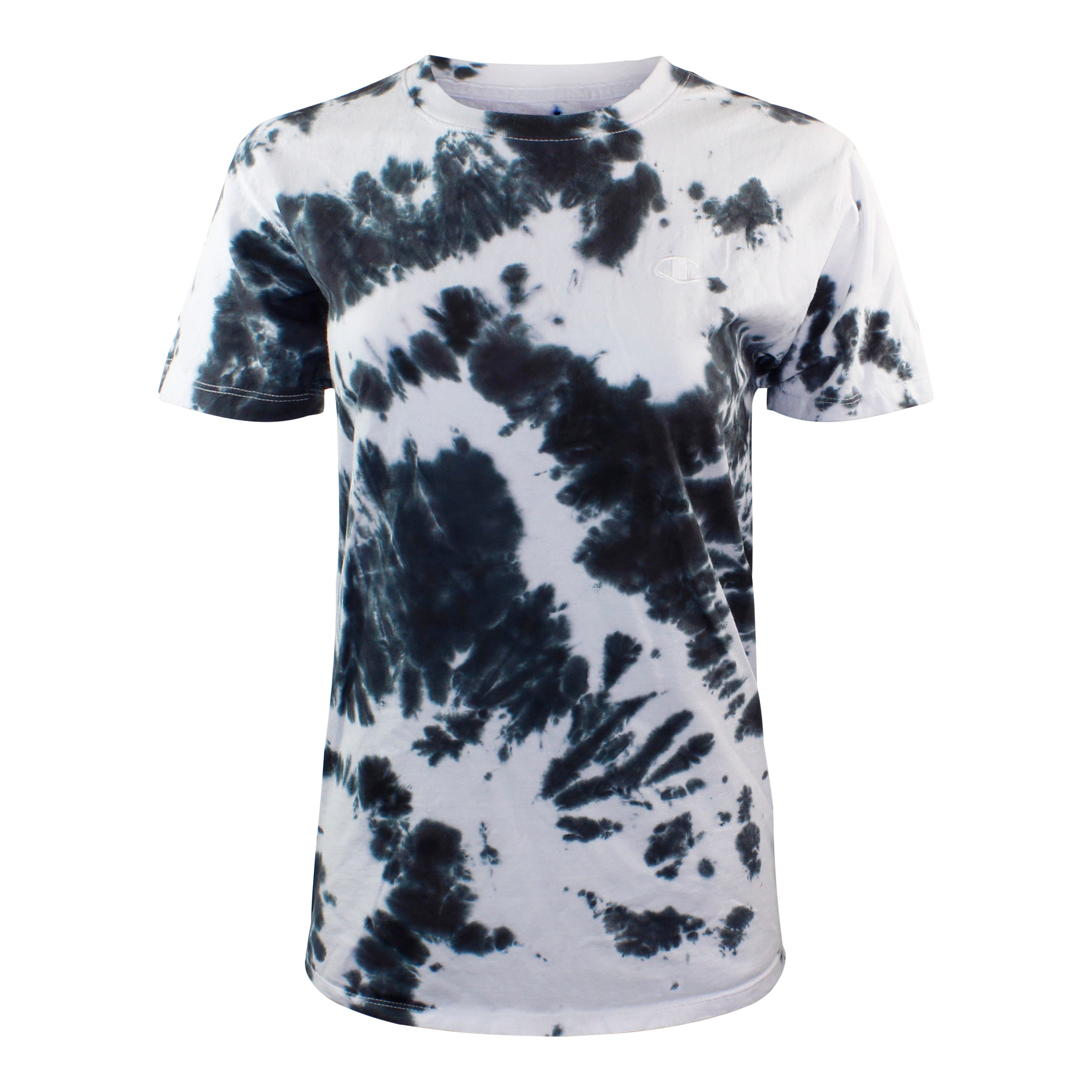 Black White Tie Dye Short Sleeve Crew - Denny's