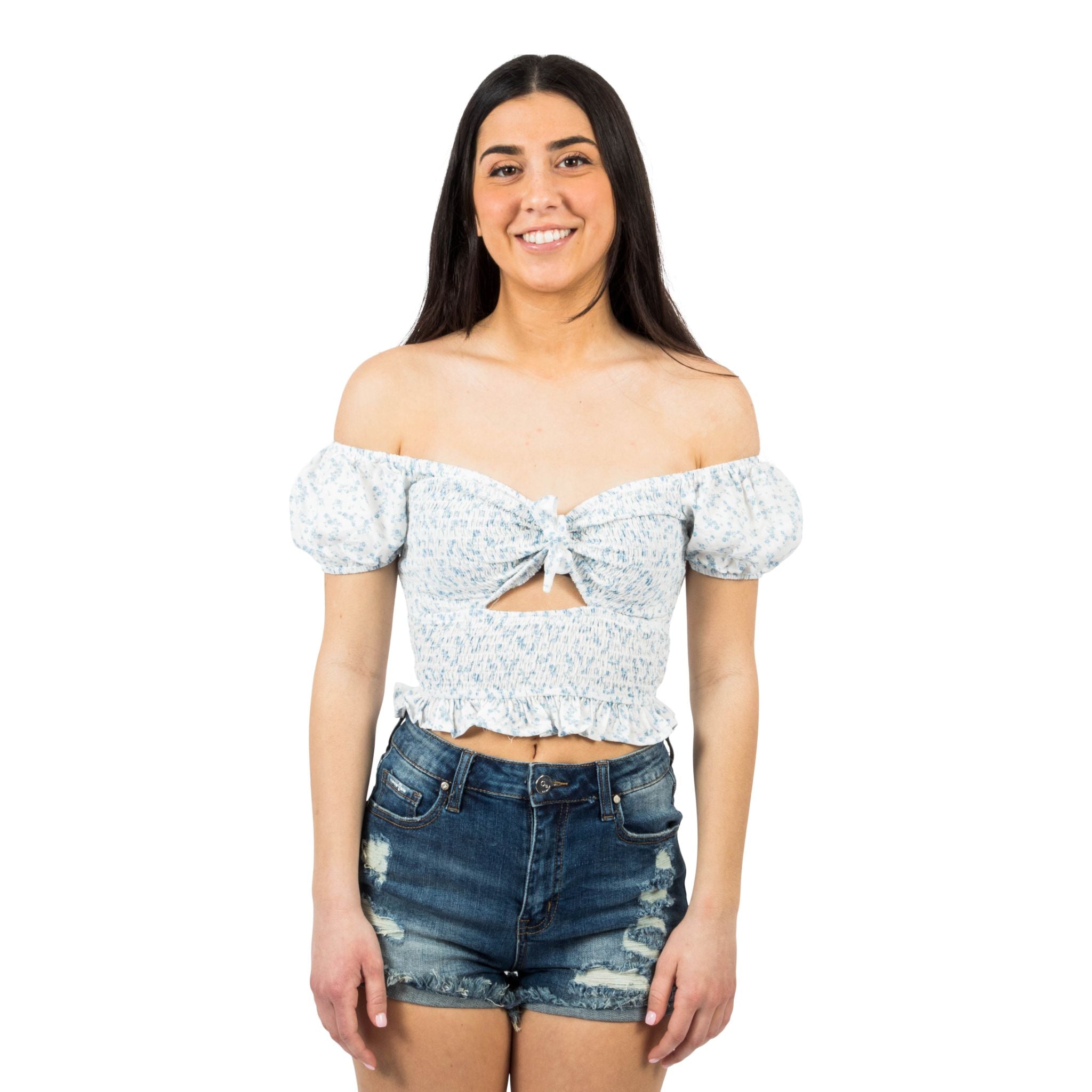 Floral Smock Top With Bow - Denny's