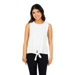 Ribbed Solid Tie Front Tank - Denny's