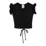 Rouched Middle Ruffle Sleeved Top - Denny's