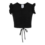 Rouched Middle Ruffle Sleeved Top - Denny's
