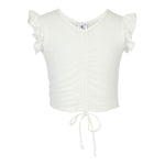 Rouched Middle Ruffle Sleeved Top - Denny's
