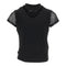 Short Sleeve Choker Top with Mesh Sleeves - Denny's