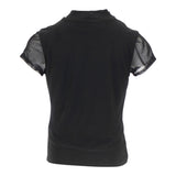 Short Sleeve Choker Top with Mesh Sleeves - Denny's