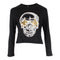 Long Sleeve Cropped French Terry Crew with Skull - Denny's