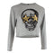 Long Sleeve Cropped French Terry Crew with Skull - Denny's